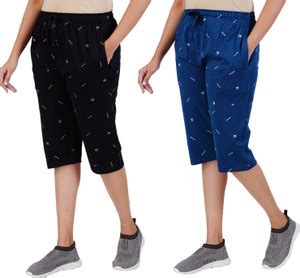 FEEL TRACK Women Black, Blue Capri - Buy FEEL TRACK Women Black, Blue ...