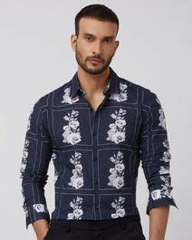 Buy Navy Floral Print Slim Fit Casual Shirt Online at Muftijeans