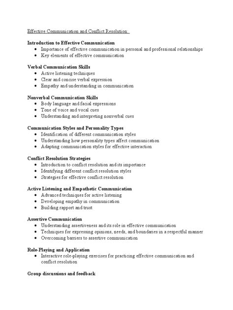 Effective Communication and Conflict Resolution | PDF