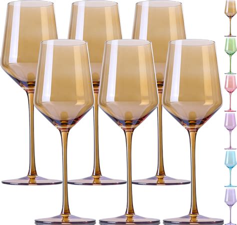 Amazon.com | comfit Red Wine Glasses Set of 6 - Hand Blown Long Stem ...