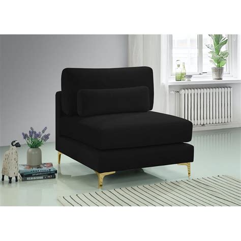 Buy Meridian Furniture Julia Black Velvet Modular Armless Chair Online ...