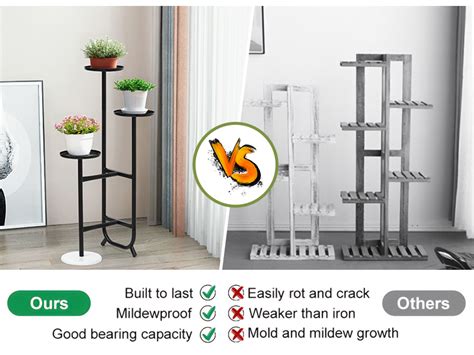 Livzing 3 Tier Metal Tall Plant Stand | Planter stand for Living Room ...