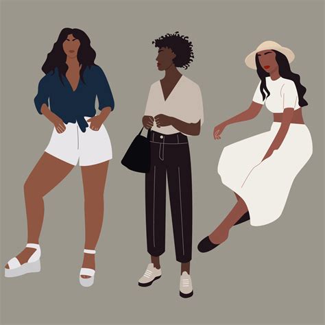 Set of abstract black women characters. Contemporary portraits. Modern ...