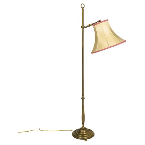 Vintage French Solid Brass 3 Legged Floor Lamp w/New Shade at 1stDibs