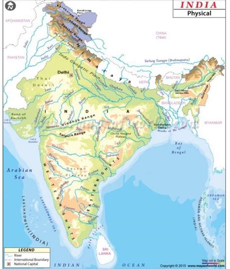 India Physical Map - Vinyl Print [Wall Chart] [Jan 01, 2017] Maps of ...