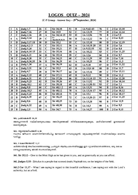 LOGOS QUIZ (C-F Group) – Answer Key for Final Exam 2024 - Studocu