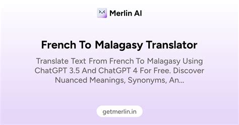 French to Malagasy Translator