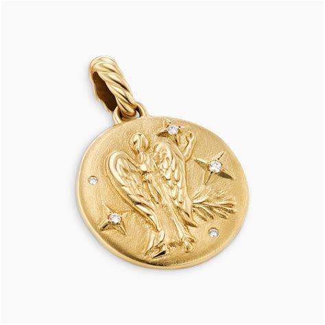 David Yurman Virgo Amulet in 18ct Yellow Gold with Diamonds, 28.7mm ...