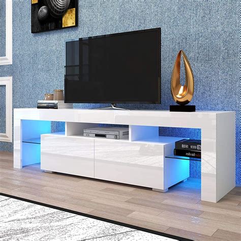 Goujxcy TV Stand for 65 inch TVs, Entertainment Center with LED Lights ...