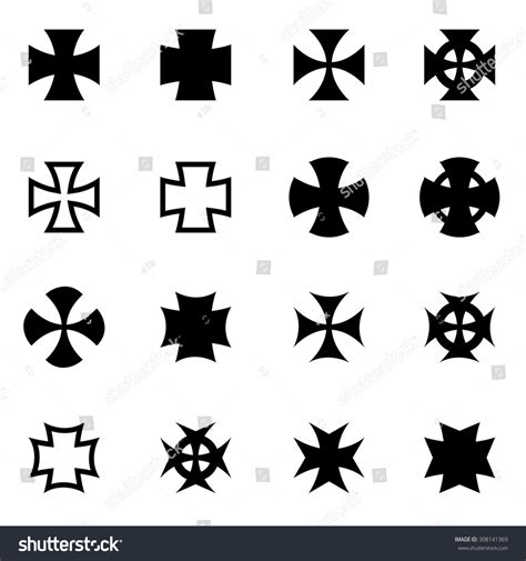 Vector Black Choppers Crosses Icon Set Stock Vector (Royalty Free ...