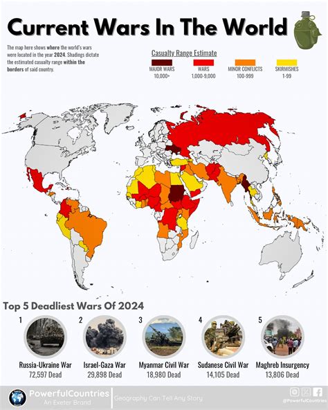 Powerful Countries | Map of ongoing wars around the world! The map represents data from the 2024 ...