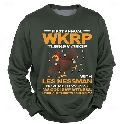 Men's WKRP Turkey Drop Long Sleeve Sweatshirt - Les Nessman "As God Is ...