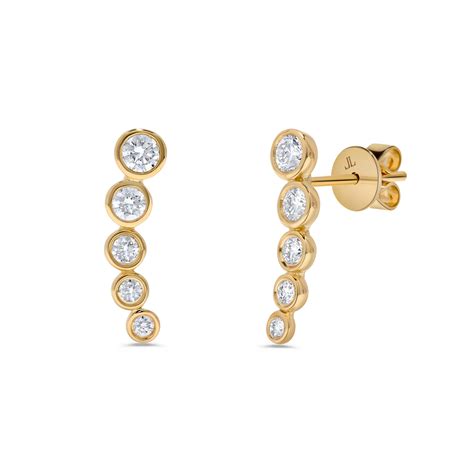 14K Yellow Gold Bezel Set Diamond Ear Climber Earrings – LUXURY BY LEONARDO