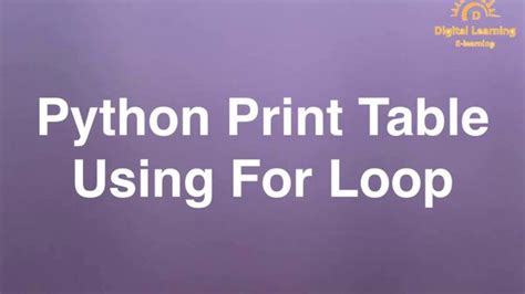 Image result for Loop Table Python
