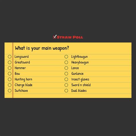 Weapon Popularity poll [Mhr] : r/MonsterHunter
