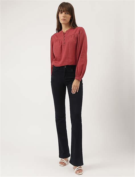 Buy Pure Cotton Plain Mandarin Collar Blouse at Marks & Spencer