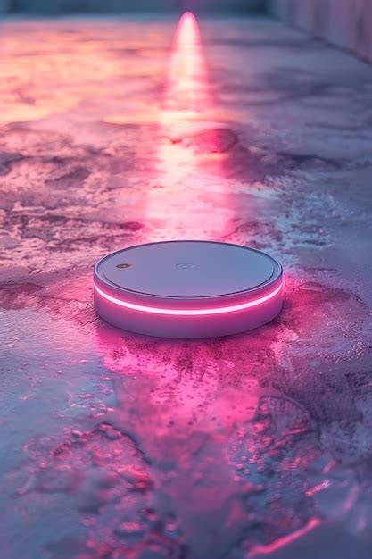 Aspirapolvere robot al neon | Immagine generata dall'IA