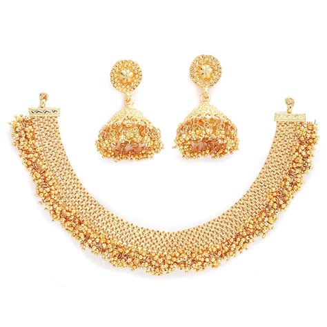ZENEME Jewellery Set Gold Plated Traditional Temple Coin Pearl Necklace ...