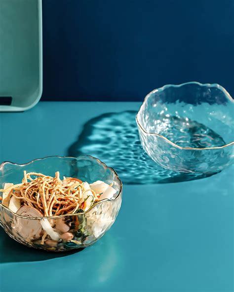 Buy ROSEFINCH Glass Salad Bowl Irregular Shape Serving Bowls Mixing ...