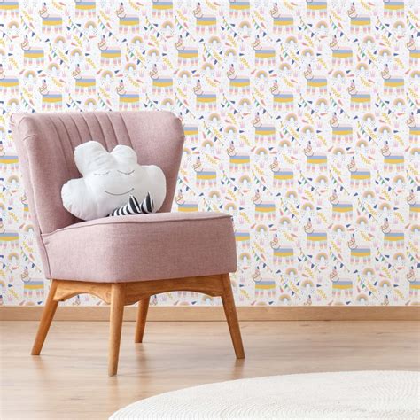 Patterned Wallpaper – Rainbow llamas | wall-art.com