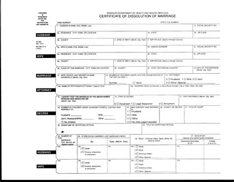 Certificate of Dissolution of Marriage - Missouri Free Download