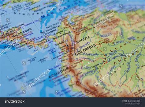 Detailed Map Showing Colombia Central America Stock Photo 2531274709 | Shutterstock
