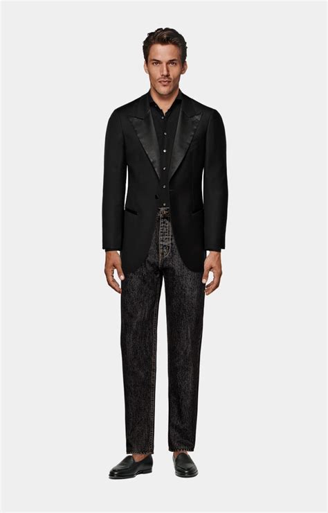 Black Tailored Fit Havana Dinner Jacket in Pure S110's Wool ...