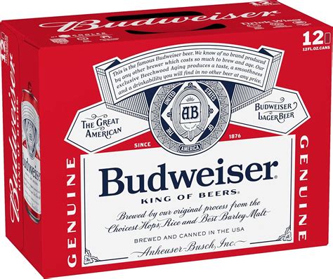 Amazon.com: Budweiser Beers with 5% Alcohol Volume, 12 Fl Oz Cans, Pack ...