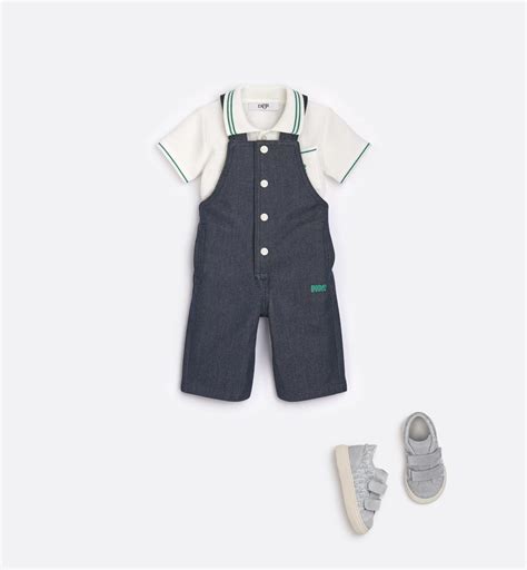 Baby Overalls Dark-Wash Blue Denim-Effect Cotton Gabardine | DIOR
