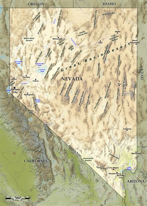 Blue Green Atlas - Free relief map of USA - Nevada