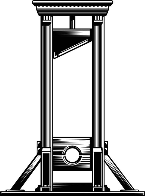 antiguo guillotina negro y blanco vector ilustración, histórico exposición ejecución máquina ...