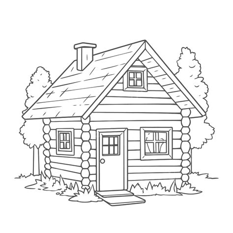 Log Cabin Coloring Pages Jquery Outline Sketch Drawing Vector, Wing Drawing, Ring Drawing, Bin ...