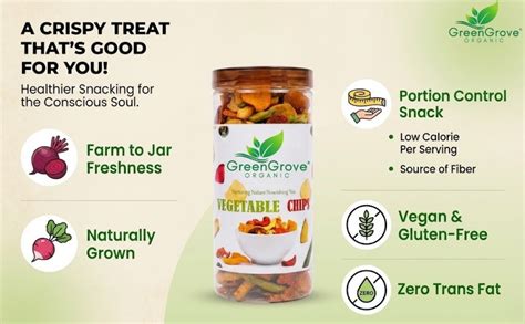 GREENGROVE ORGANIC Vegetable Chips 250g | Crispy Mixed Vegetable Snack ...