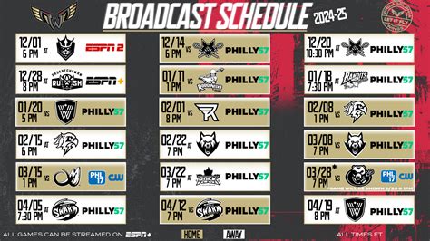2024-2025 Broadcast Schedule Announced - Philadelphia Wings Lacrosse