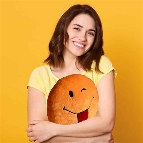 Planet of Toys 35cm Face With Tongue Emoji Smiley Emotion Orange Round ...