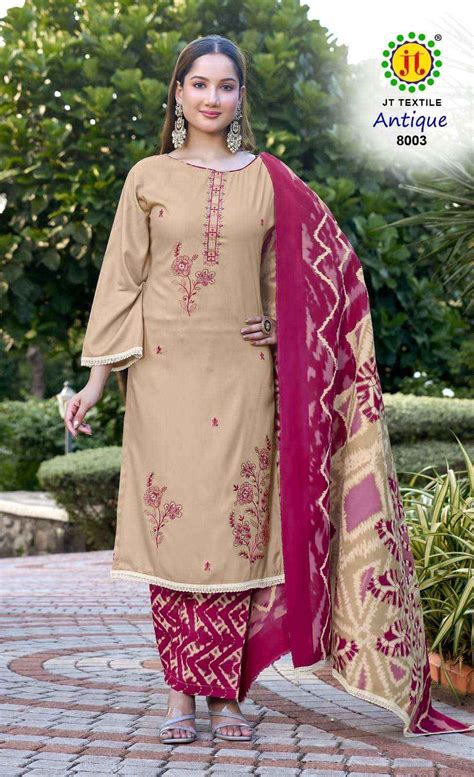 Jt Antique Vol 8 Unstitch Rayon Salwar Kameez Catalog Wholesale