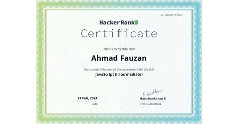 Image result for HackerRank Certificate Sample