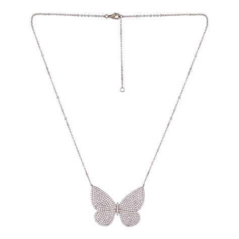 Flying Butterfly Silver Diamond Chain Pendant – silvermark