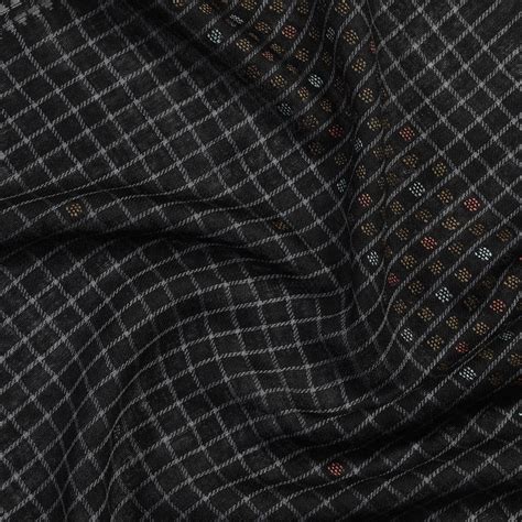 Buy Check Black Woolen Dobby Muffler Online | Shingora