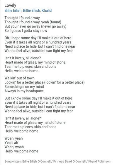 Billie Eilish Songs Lyrics