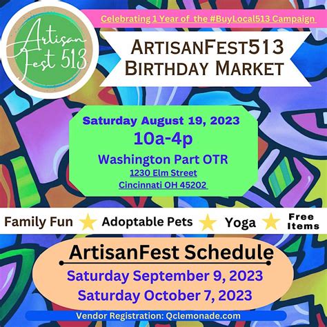 Happy Birthday ArtisanFest513, Washington Park, Cincinnati, 19 August ...