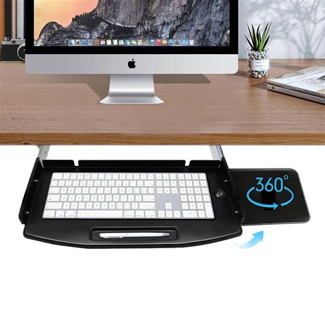 Keyboard Holder Under Desk with 360 Rotating Mouse Platform 20" W Tray ...