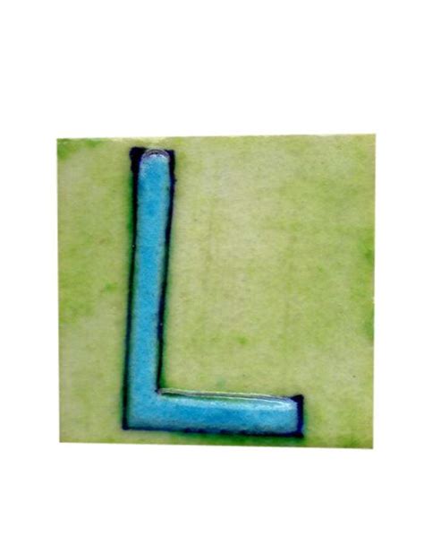 Jaipur Blue Pottery Handmade Alphabet Tile L in Lime Green Base With T ...