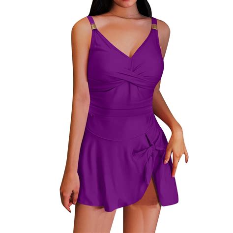 WENWU Womens Swimsuit Bathing Suit Gold Metal Tie Knot 2025 Swim Dress ...