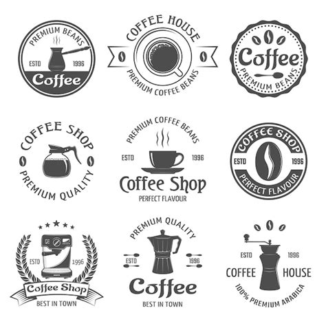 Kaffee Emblem Set | Kostenlose Vektor