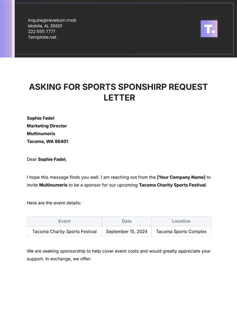 FREE Sports Sponsorship Letter Templates Basketball Team Sponsorship ...