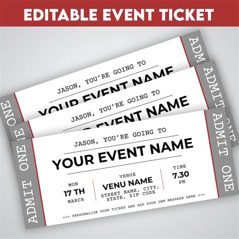 Event Ticket Template, EDITABLE DIY Event Printable, Surprise Getaway ...