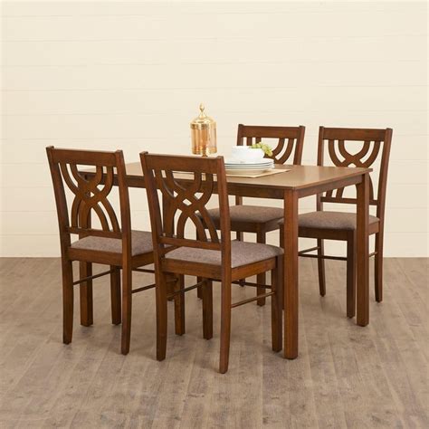 Buy Quadro 4-Seater Dining Set with Chairs - Brown from Home Centre at ...