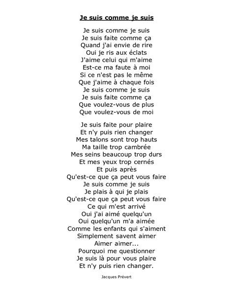 Je Suis Comme Je Suis by Jacques Prevert