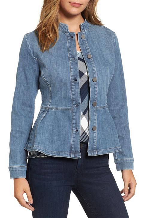 Halogen® Peplum Denim Jacket (Regular & Petite) | Nordstrom